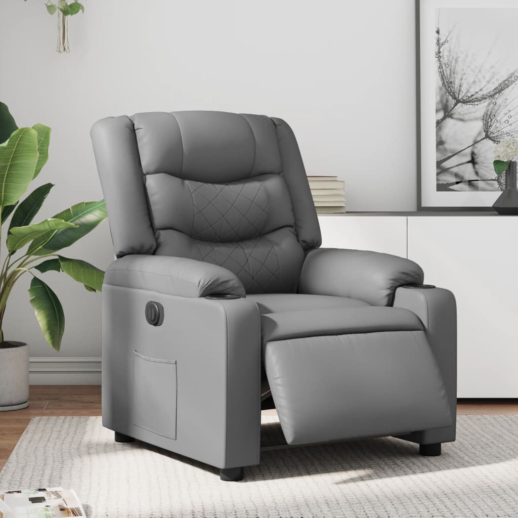 Fauteuil verstelbaar elektrisch kunstleer grijs is nu te koop bij PeponiXL, paradijselijk wonen!