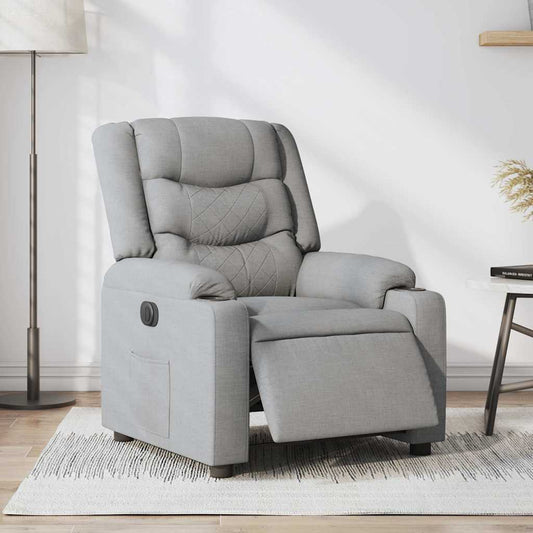 Fauteuil elektrisch verstelbaar stof lichtgrijs is nu te koop bij PeponiXL, paradijselijk wonen!