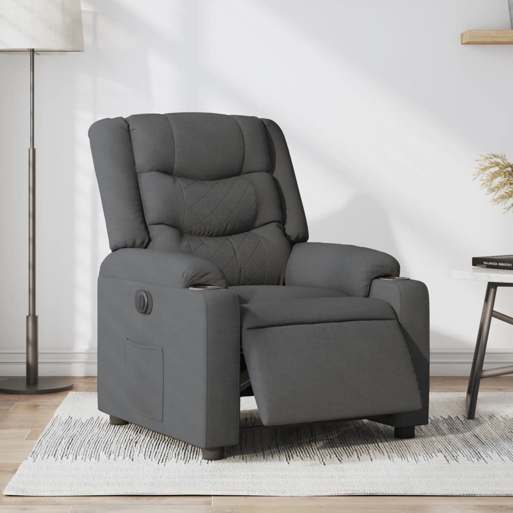 Fauteuil elektrisch verstelbaar stof donkergrijs is nu te koop bij PeponiXL, paradijselijk wonen!
