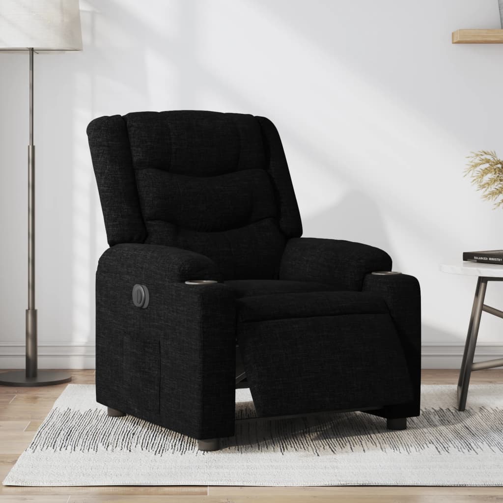 Fauteuil verstelbaar elektrisch stof zwart is nu te koop bij PeponiXL, paradijselijk wonen!