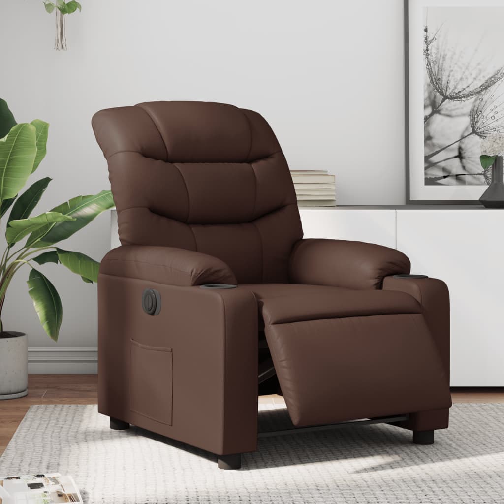 Fauteuil verstelbaar elektrisch kunstleer bruin is nu te koop bij PeponiXL, paradijselijk wonen!