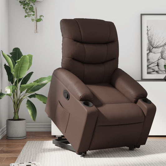 Sta-op-fauteuil verstelbaar kunstleer bruin is nu te koop bij PeponiXL, paradijselijk wonen!