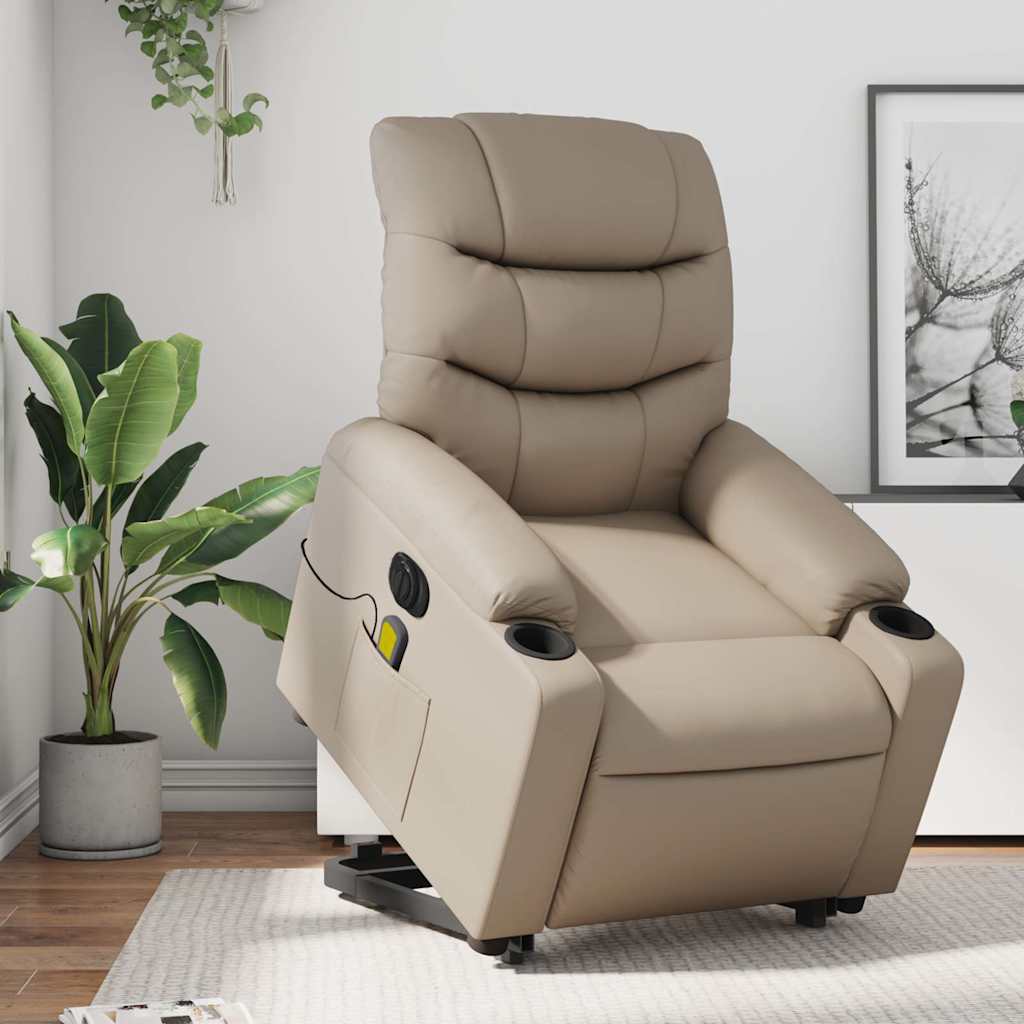 Sta-op-massagestoel elektrisch kunstleer cappuccinokleurig is nu te koop bij PeponiXL, paradijselijk wonen!