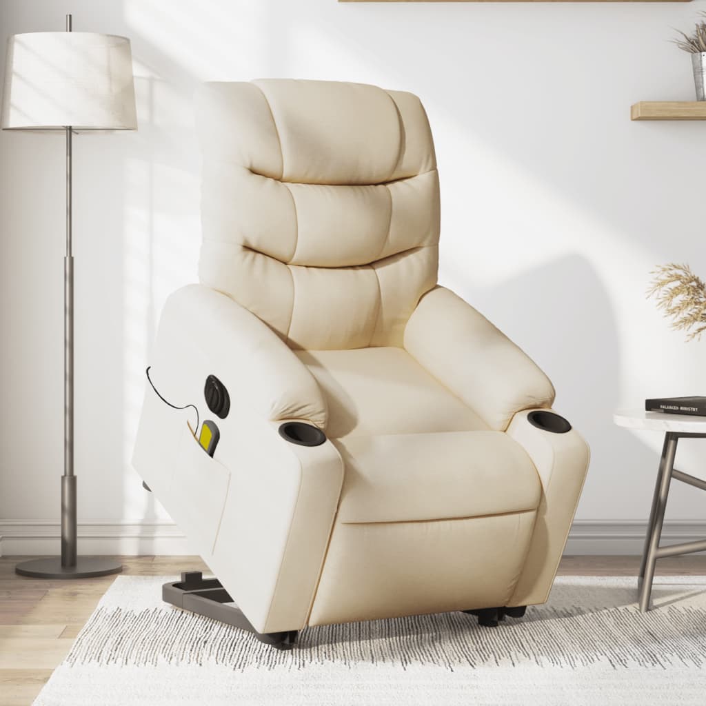 Sta-op-massagestoel elektrisch verstelbaar stof crèmekleurig is nu te koop bij PeponiXL, paradijselijk wonen!