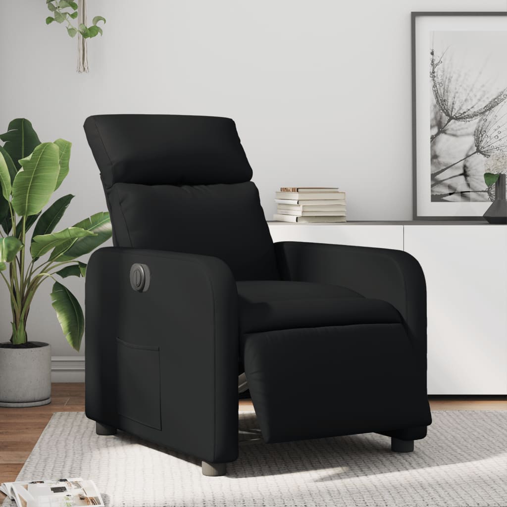 Fauteuil elektrisch verstelbaar kunstleer zwart is nu te koop bij PeponiXL, paradijselijk wonen!