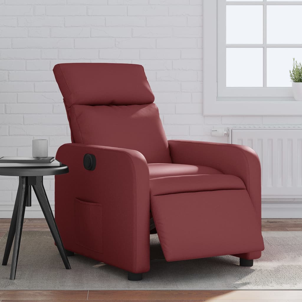 Fauteuil verstelbaar elektrisch kunstleer wijnrood is nu te koop bij PeponiXL, paradijselijk wonen!