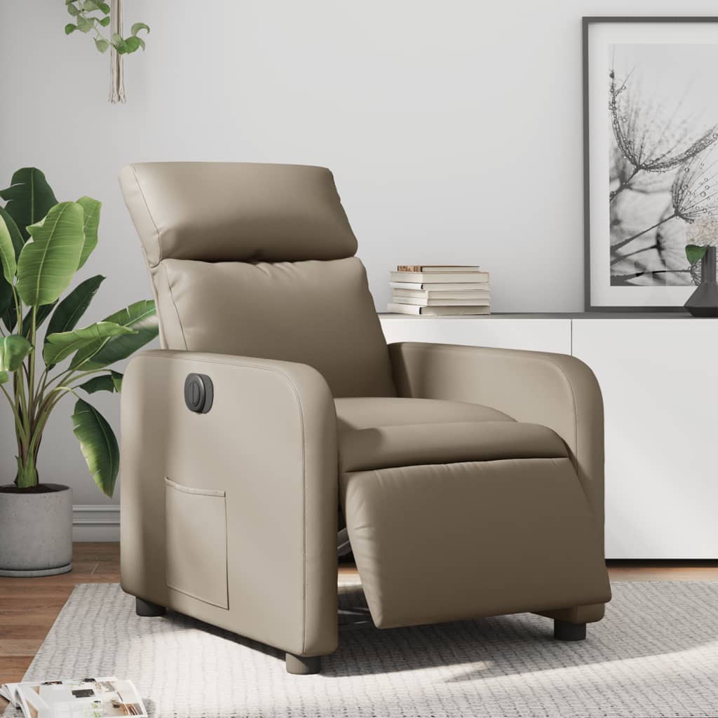 Fauteuil verstelbaar elektrisch kunstleer cappuccinokleurig is nu te koop bij PeponiXL, paradijselijk wonen!