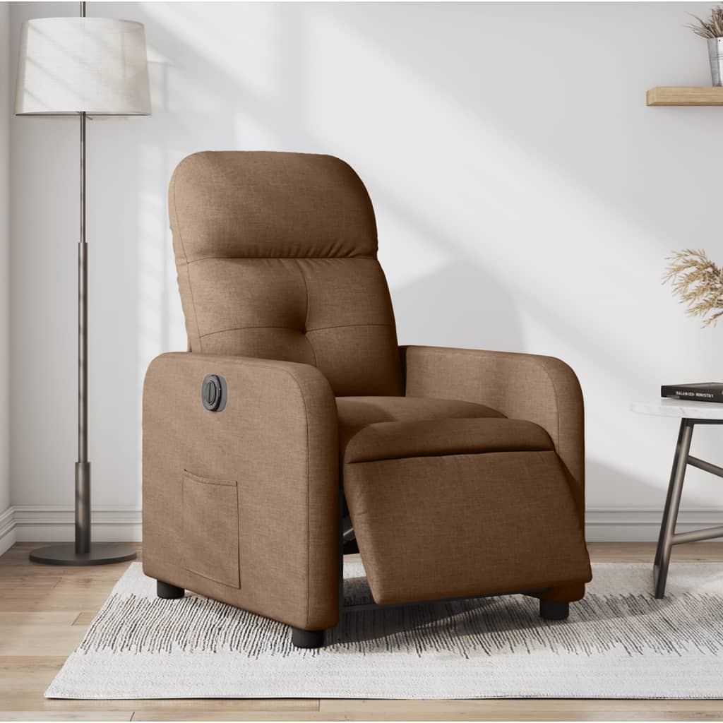Fauteuil verstelbaar elektrisch stof bruin is nu te koop bij PeponiXL, paradijselijk wonen!