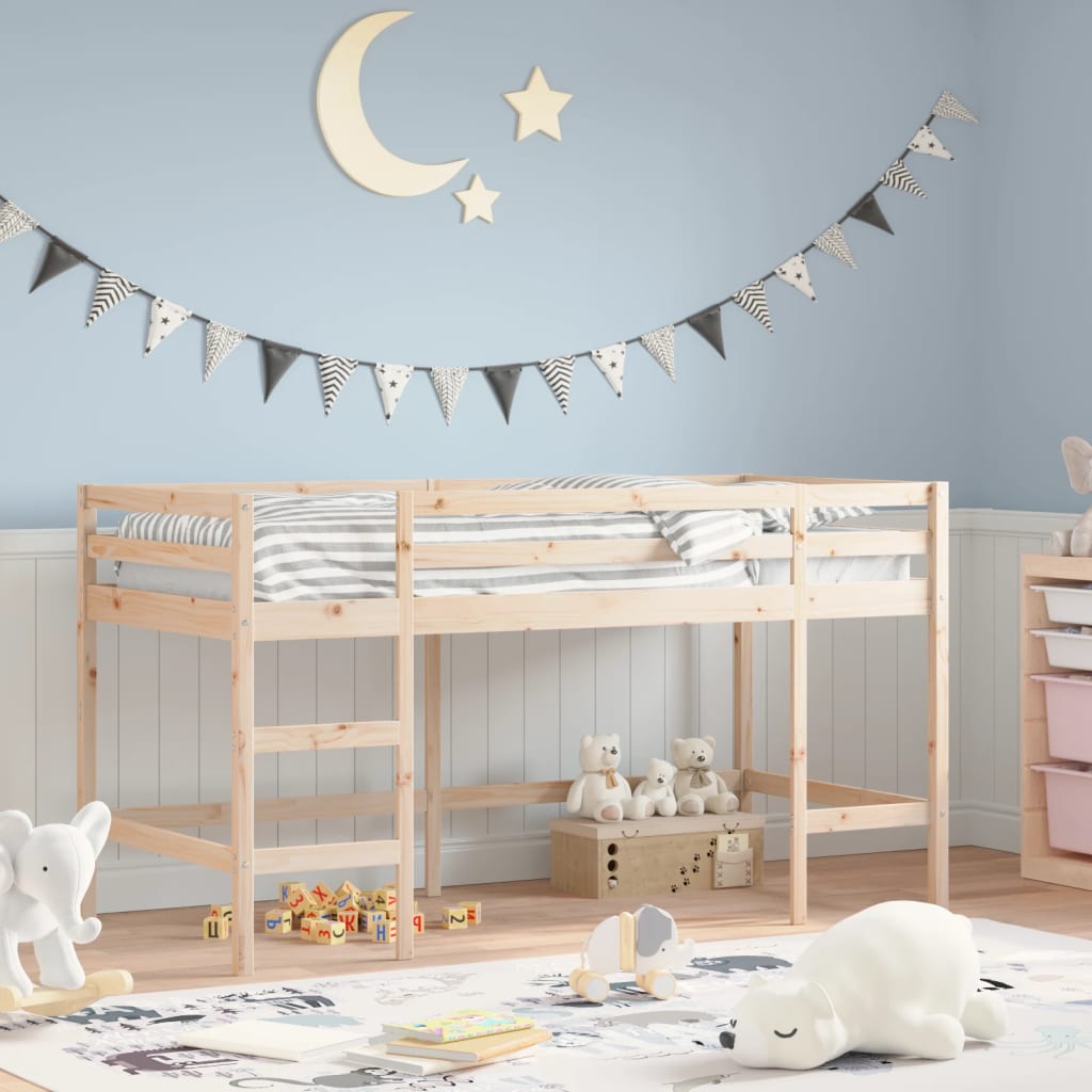 Kinderhoogslaper met ladder 80x200 cm massief grenenhout is nu te koop bij PeponiXL, paradijselijk wonen!