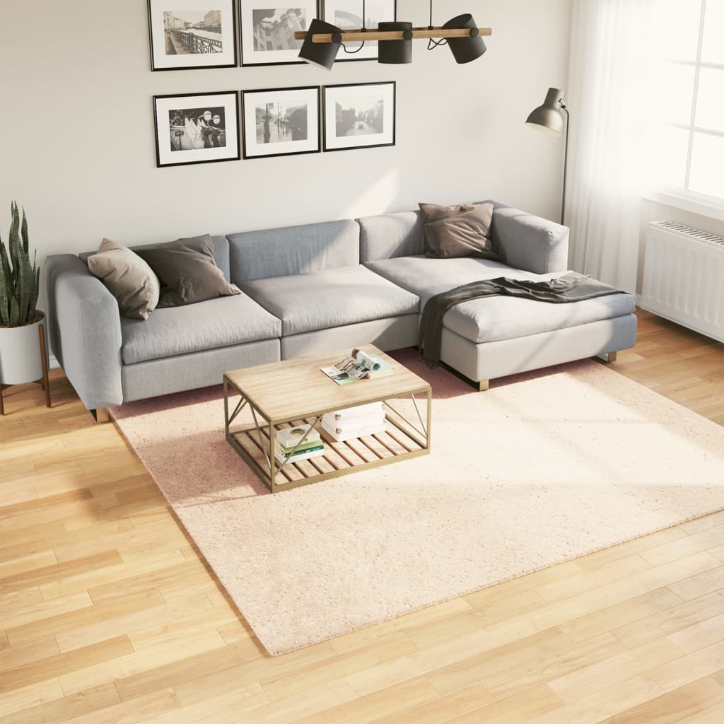 Vloerkleed HUARTE laagpolig zacht wasbaar 240x240 cm beige is nu te koop bij PeponiXL, paradijselijk wonen!