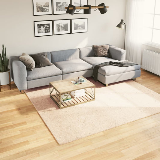 Vloerkleed HUARTE laagpolig zacht wasbaar 240x240 cm beige is nu te koop bij PeponiXL, paradijselijk wonen!