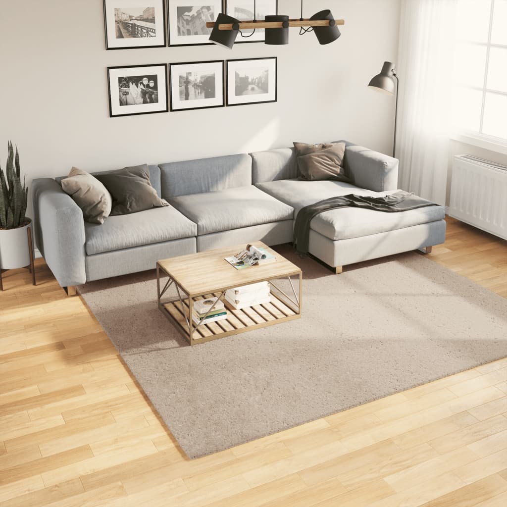 Vloerkleed HUARTE laagpolig zacht wasbaar 240x240cm zandkleurig is nu te koop bij PeponiXL, paradijselijk wonen!