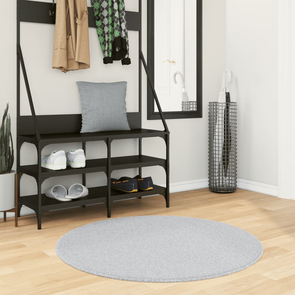 Vloerkleed HUARTE laagpolig zacht wasbaar Ø 100 cm grijs is nu te koop bij PeponiXL, paradijselijk wonen!