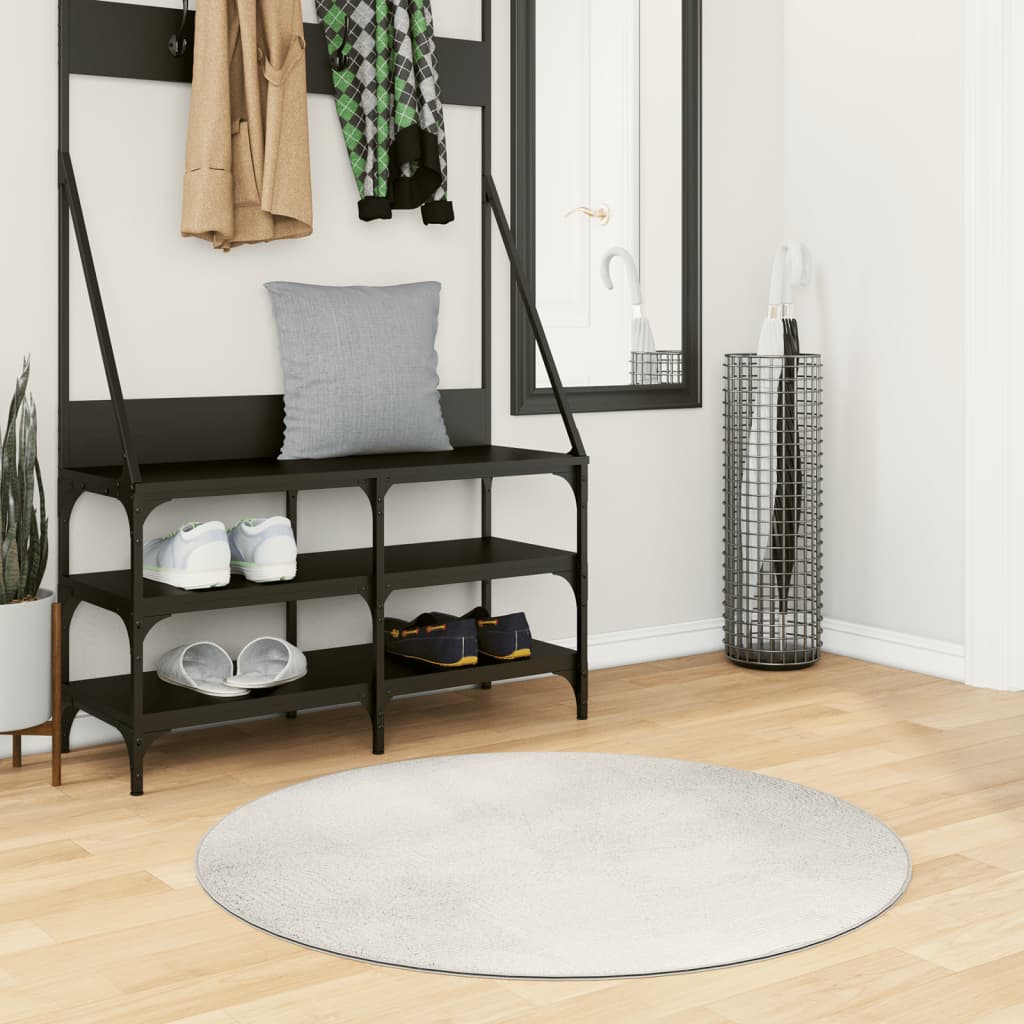 Vloerkleed IZA laagpolig Scandinavisch Ø 100 cm crèmekleurig is nu te koop bij PeponiXL, paradijselijk wonen!