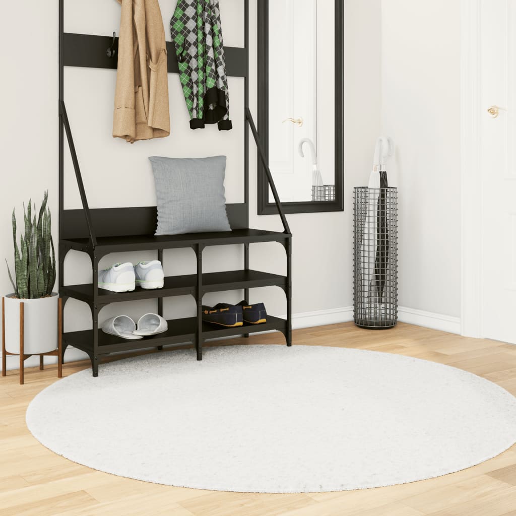 Vloerkleed OVIEDO laagpolig Ø 160 cm crèmekleurig is nu te koop bij PeponiXL, paradijselijk wonen!