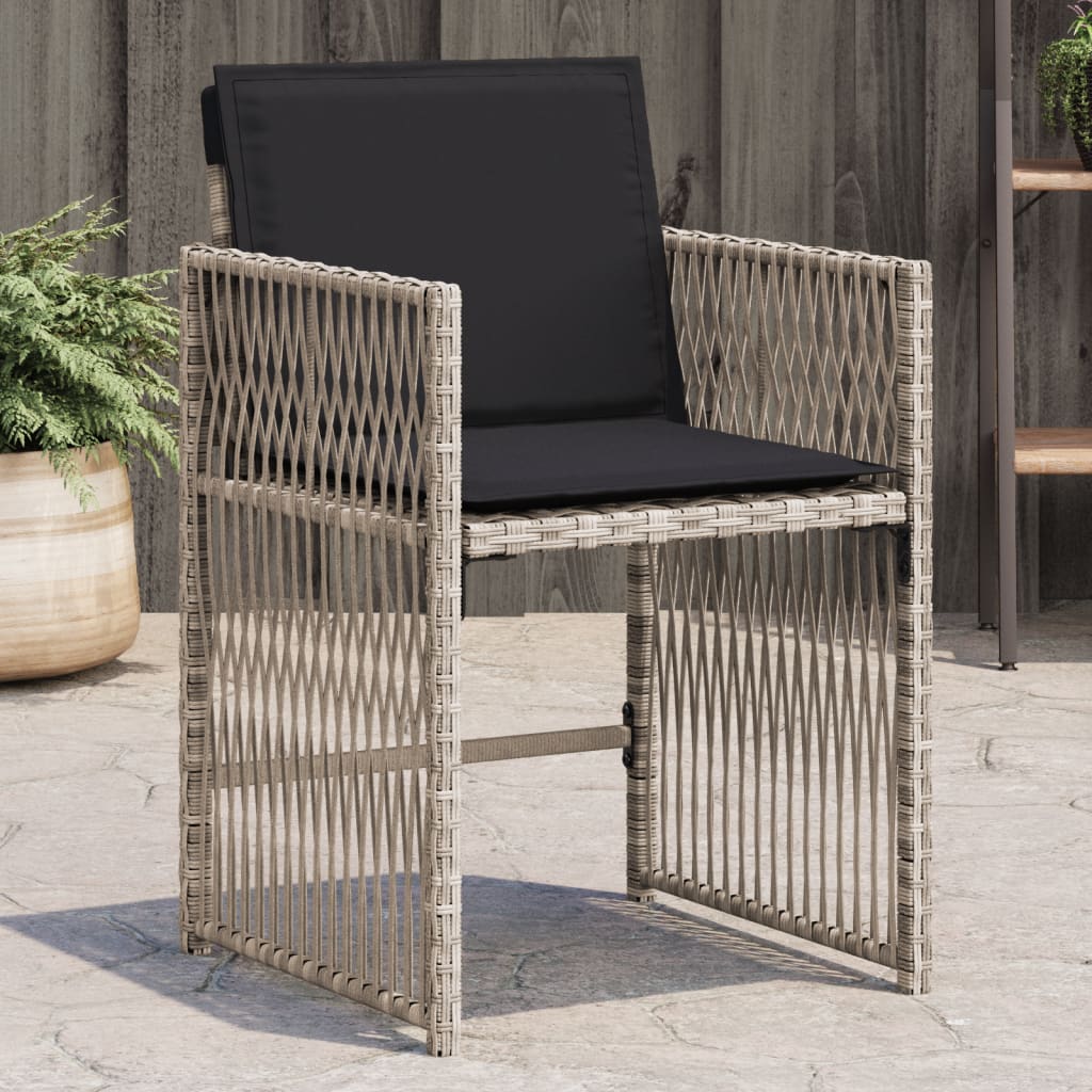 Tuinstoelen 4 st met kussens poly rattan lichtgrijs is nu te koop bij PeponiXL, paradijselijk wonen!