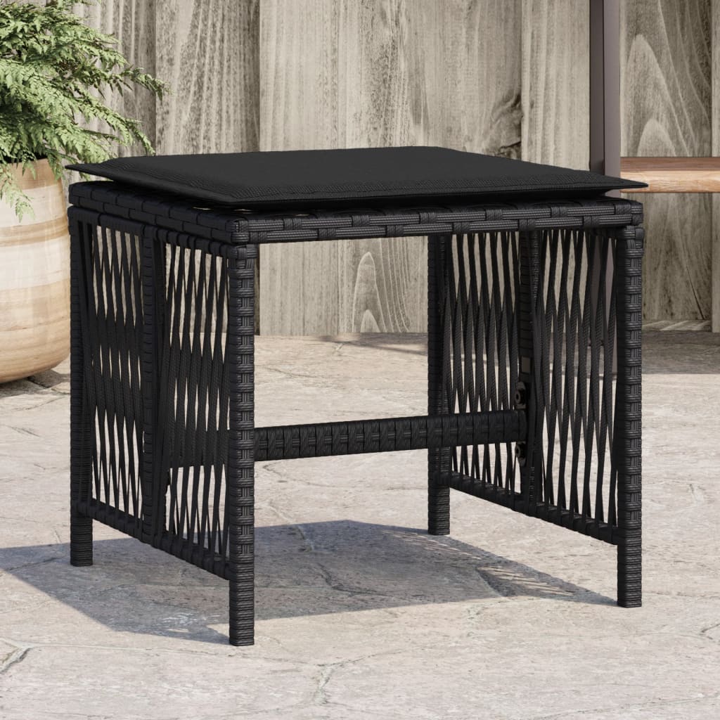 Tuinkrukken 4 st met kussens 41x41x36 cm poly rattan zwart is nu te koop bij PeponiXL, paradijselijk wonen!