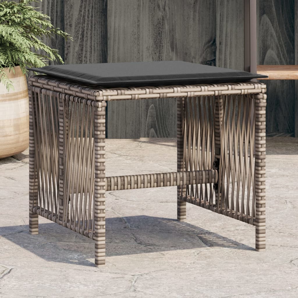 Tuinkrukken 4 st met kussens 41x41x36 cm poly rattan grijs is nu te koop bij PeponiXL, paradijselijk wonen!