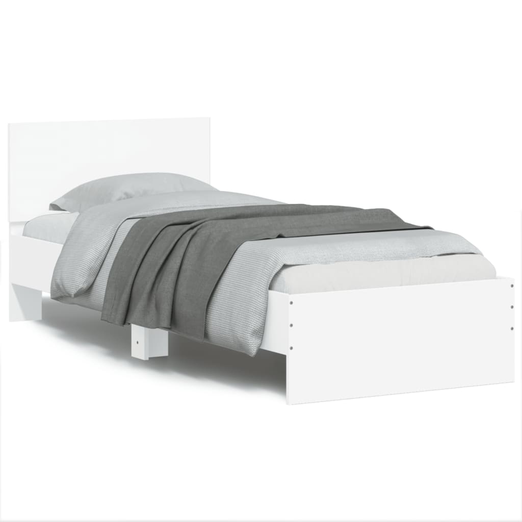 Bedframe met hoofdbord en LED-verlichting wit 75x190 cm is nu te koop bij PeponiXL, paradijselijk wonen!