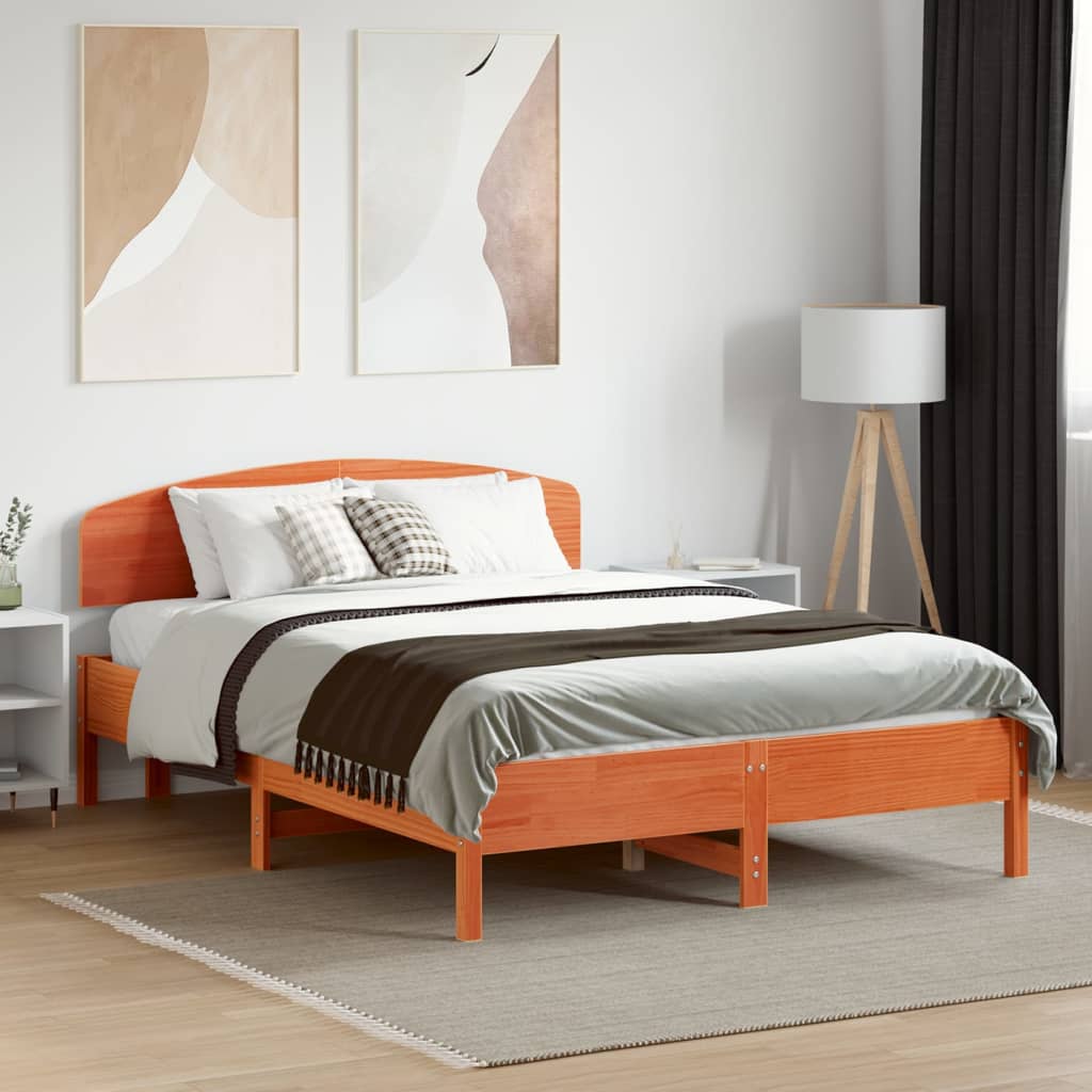 Bedframe zonder matras massief grenenhout wasbruin 135x190 cm is nu te koop bij PeponiXL, paradijselijk wonen!