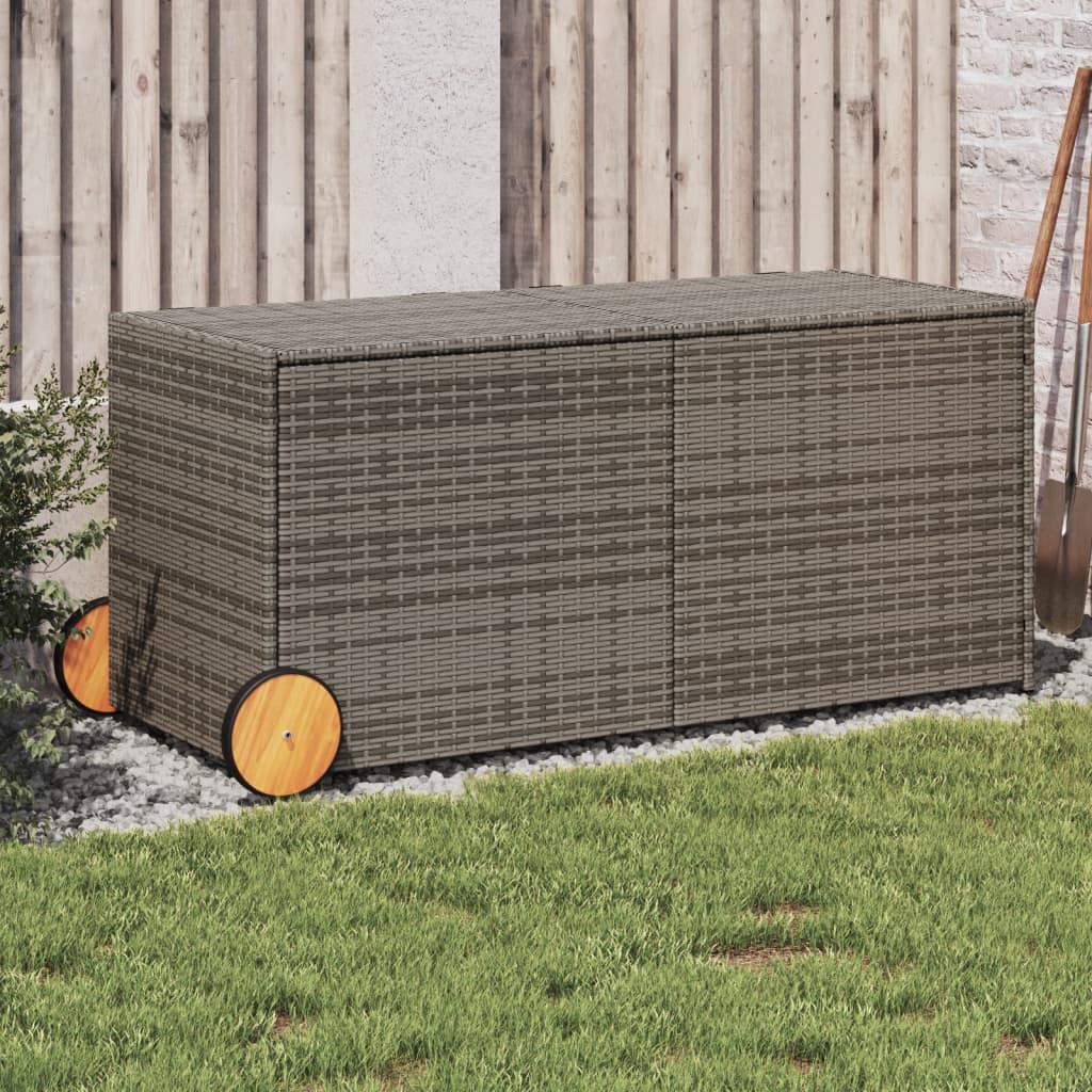 Tuinbox met wielen 283 L poly rattan grijs is nu te koop bij PeponiXL, paradijselijk wonen!