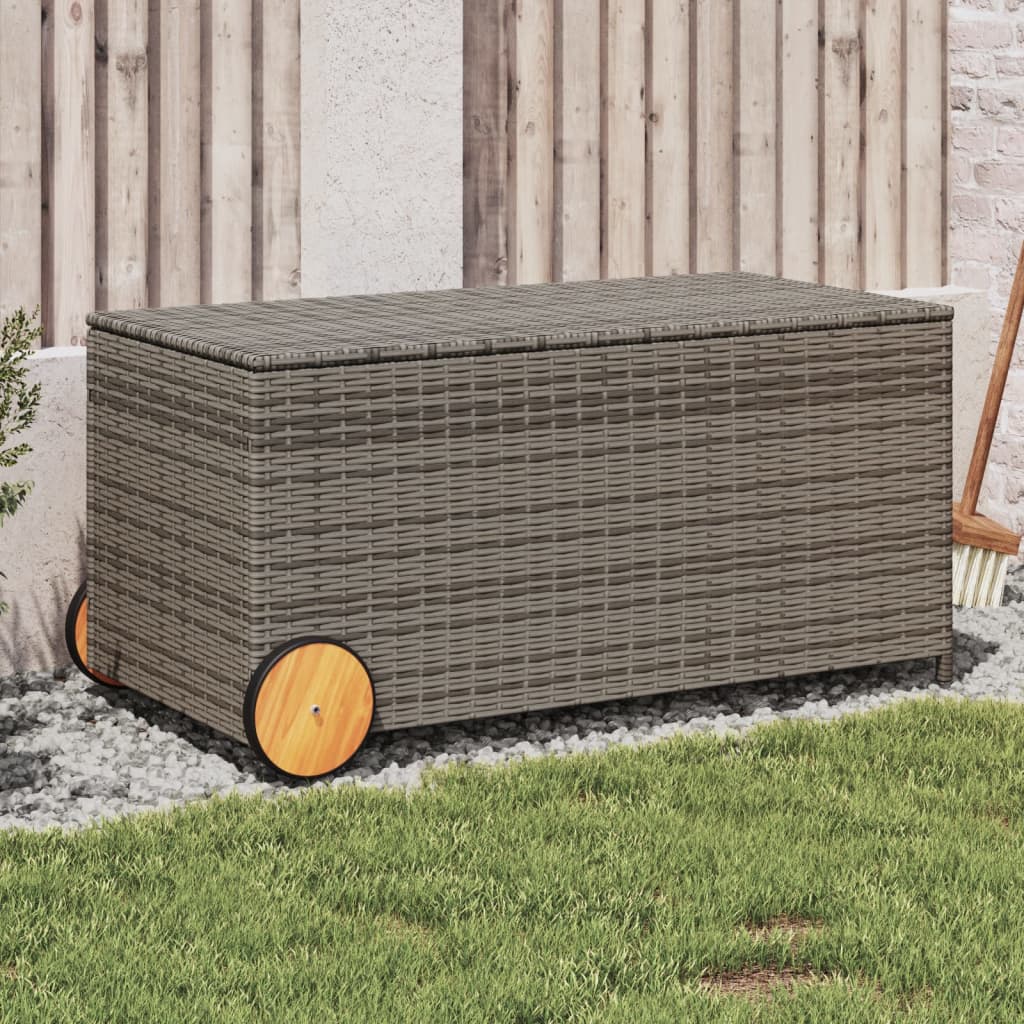 Tuinbox met wielen 190 L poly rattan grijs is nu te koop bij PeponiXL, paradijselijk wonen!
