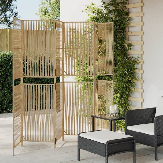 Kamerscherm 6 panelen poly rattan beige is nu te koop bij PeponiXL, paradijselijk wonen!