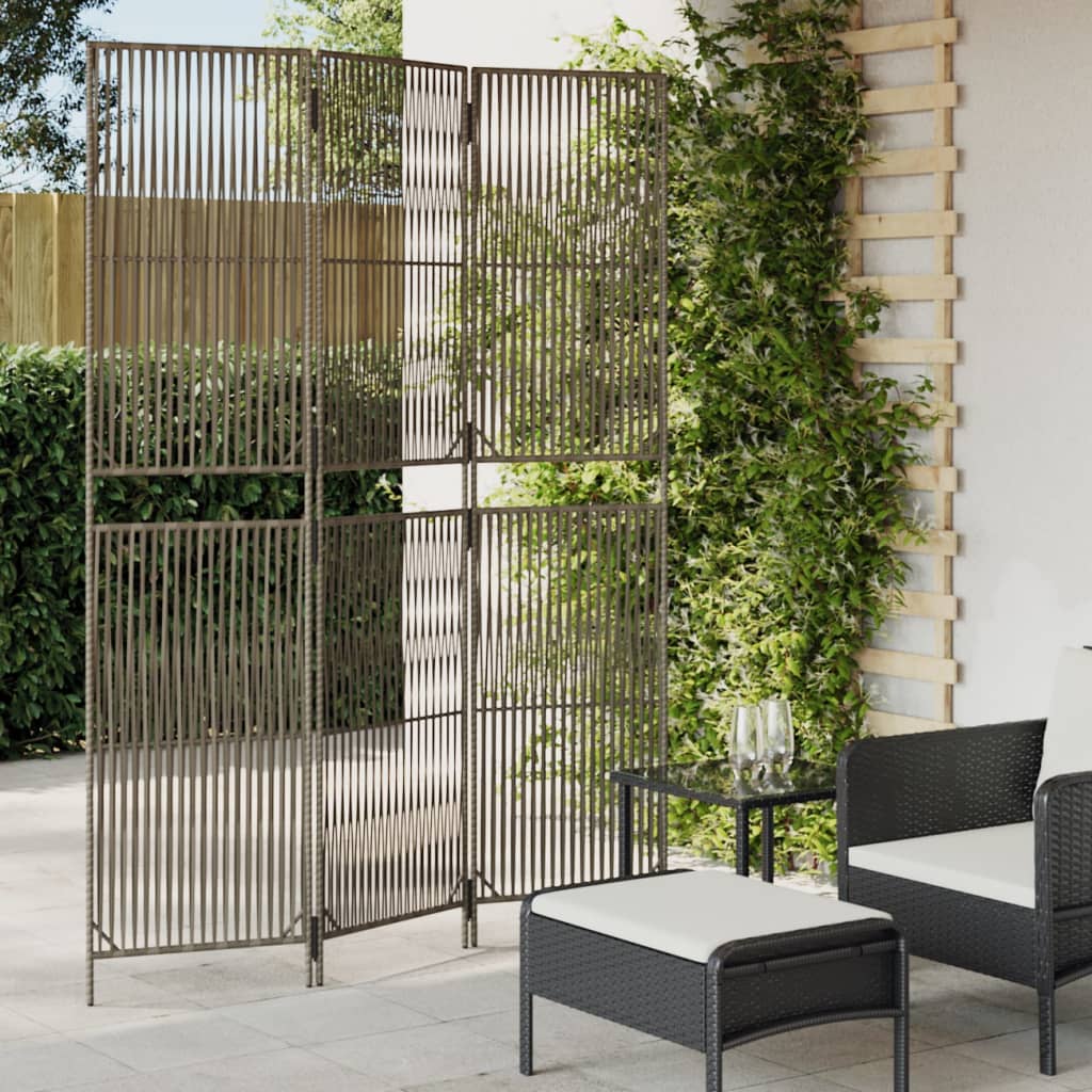Kamerscherm 3 panelen poly rattan grijs is nu te koop bij PeponiXL, paradijselijk wonen!