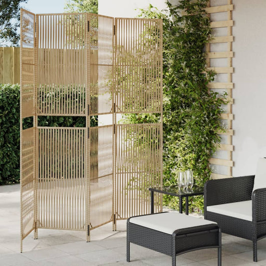 Kamerscherm 4 panelen poly rattan beige is nu te koop bij PeponiXL, paradijselijk wonen!