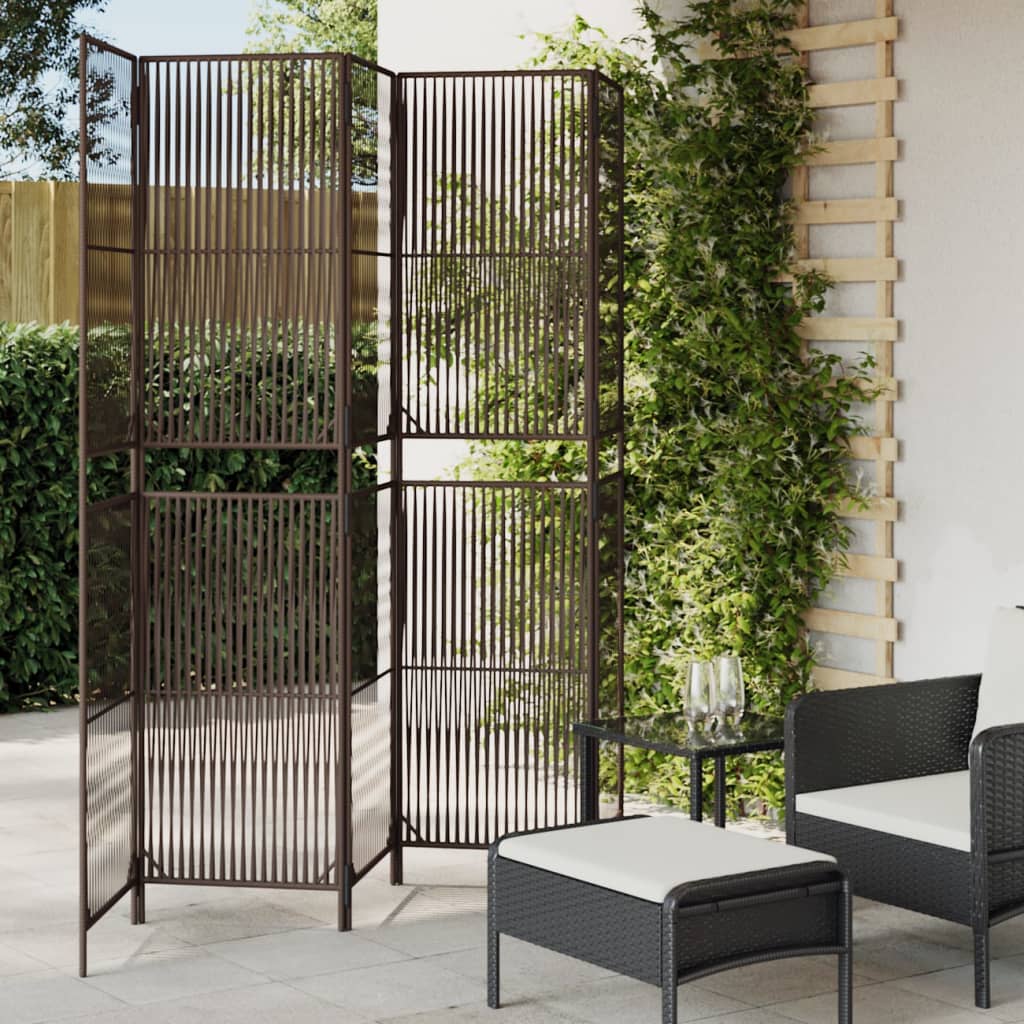 Kamerscherm 5 panelen poly rattan bruin is nu te koop bij PeponiXL, paradijselijk wonen!