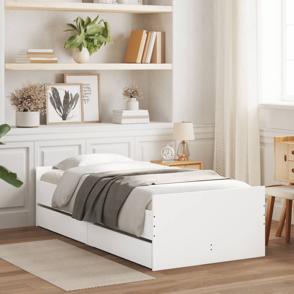Bedframe met lades wit 90x200 cm is nu te koop bij PeponiXL, paradijselijk wonen!