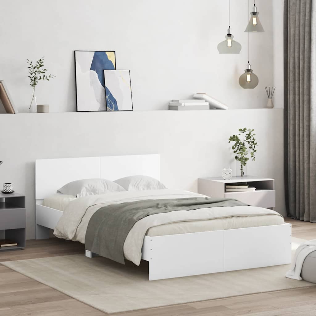 Bedframe met hoofdeinde wit 120x200 cm is nu te koop bij PeponiXL, paradijselijk wonen!
