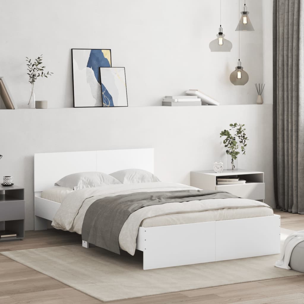 Bedframe met hoofdeinde wit 135x190 cm is nu te koop bij PeponiXL, paradijselijk wonen!