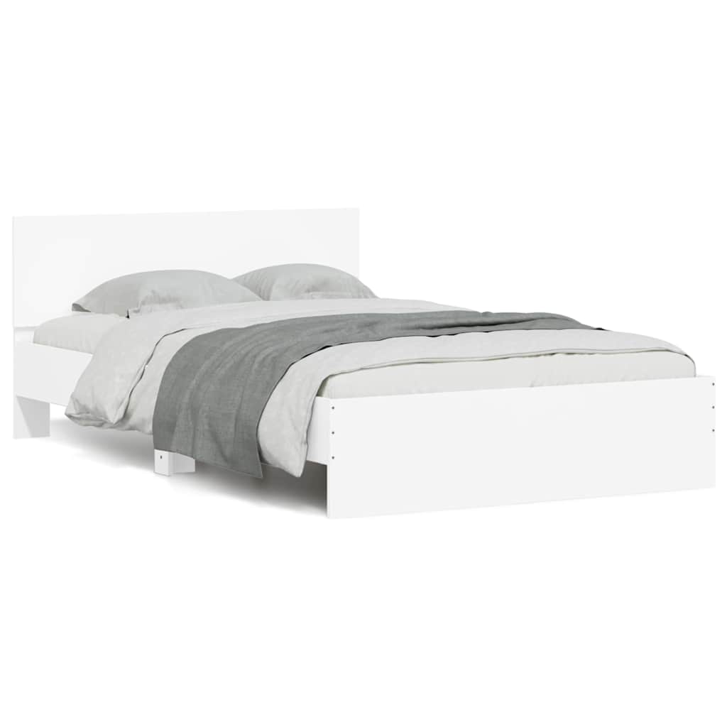 Bedframe met hoofdeinde en LED wit 140x200 cm is nu te koop bij PeponiXL, paradijselijk wonen!