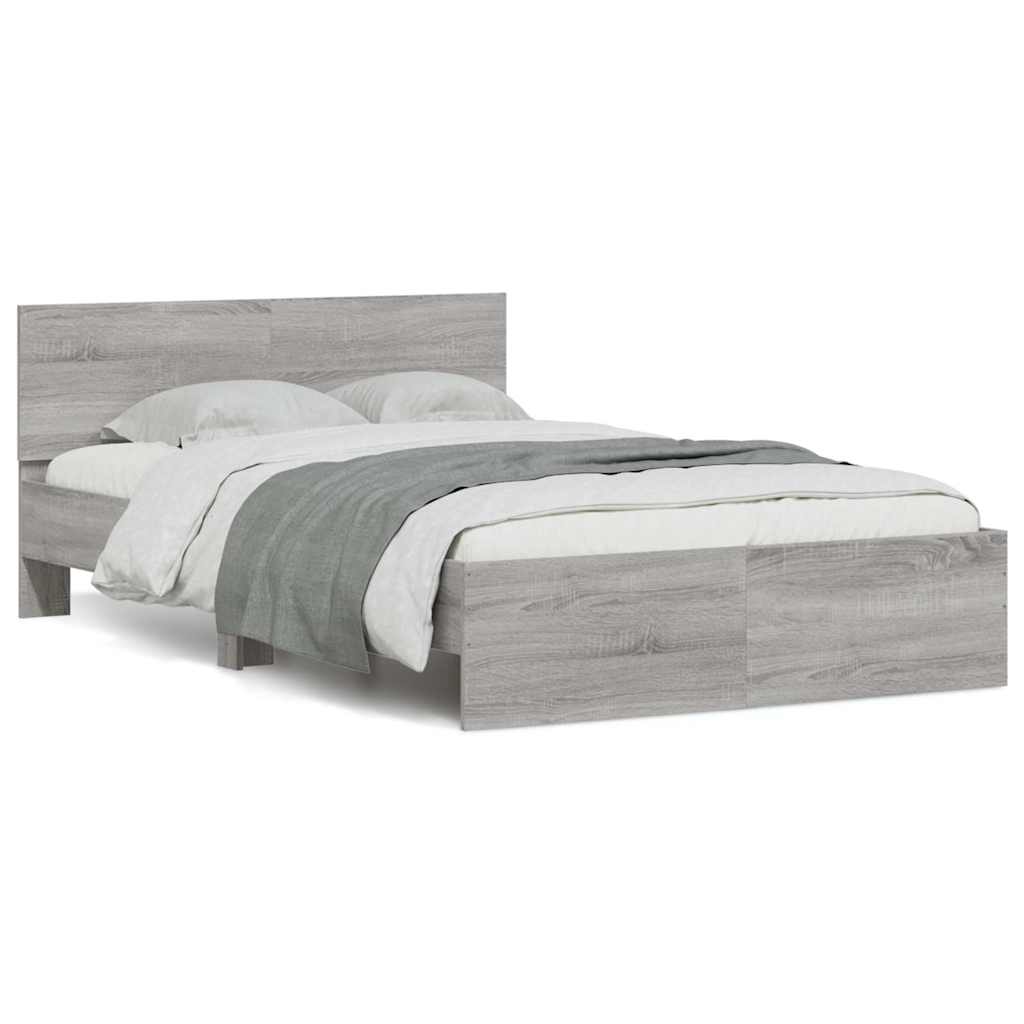 Bedframe met hoofdeinde en LED grijs sonoma eiken 140x200 cm is nu te koop bij PeponiXL, paradijselijk wonen!