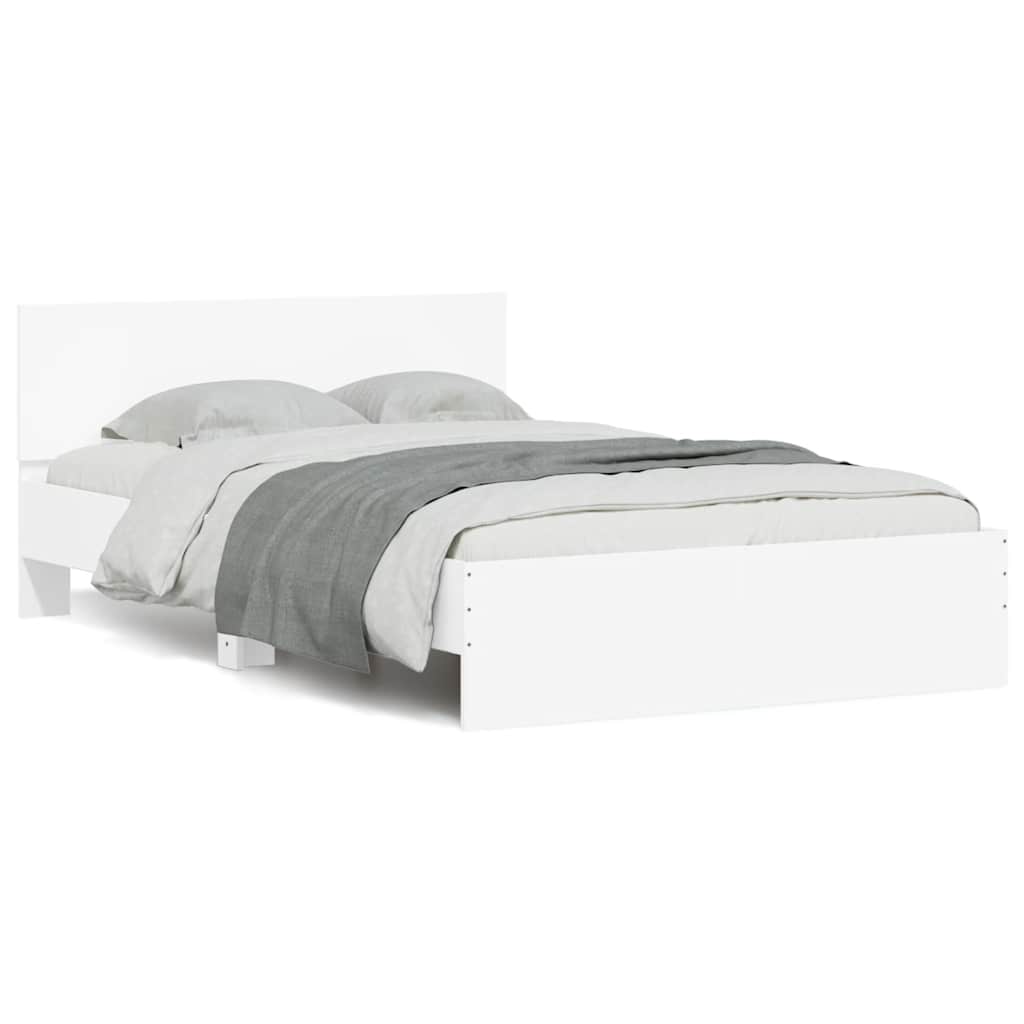 Bedframe met hoofdeinde en LED wit 120x200 cm is nu te koop bij PeponiXL, paradijselijk wonen!
