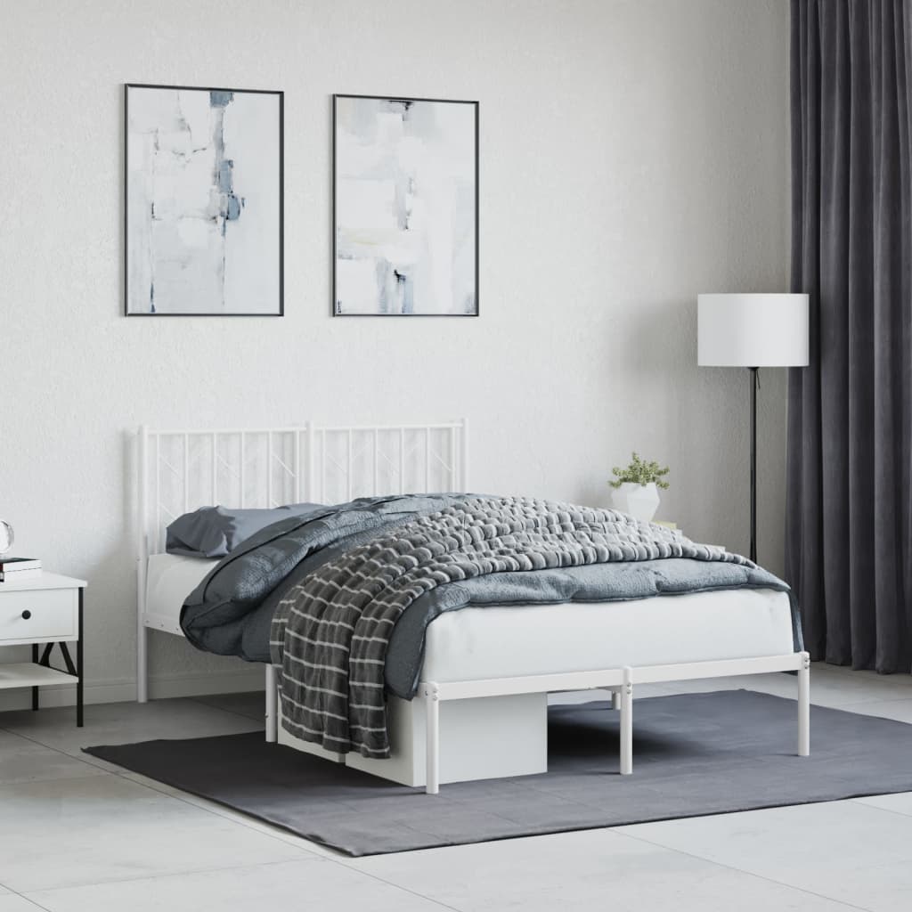 Bedframe met hoofdbord metaal wit 120x190 cm is nu te koop bij PeponiXL, paradijselijk wonen!