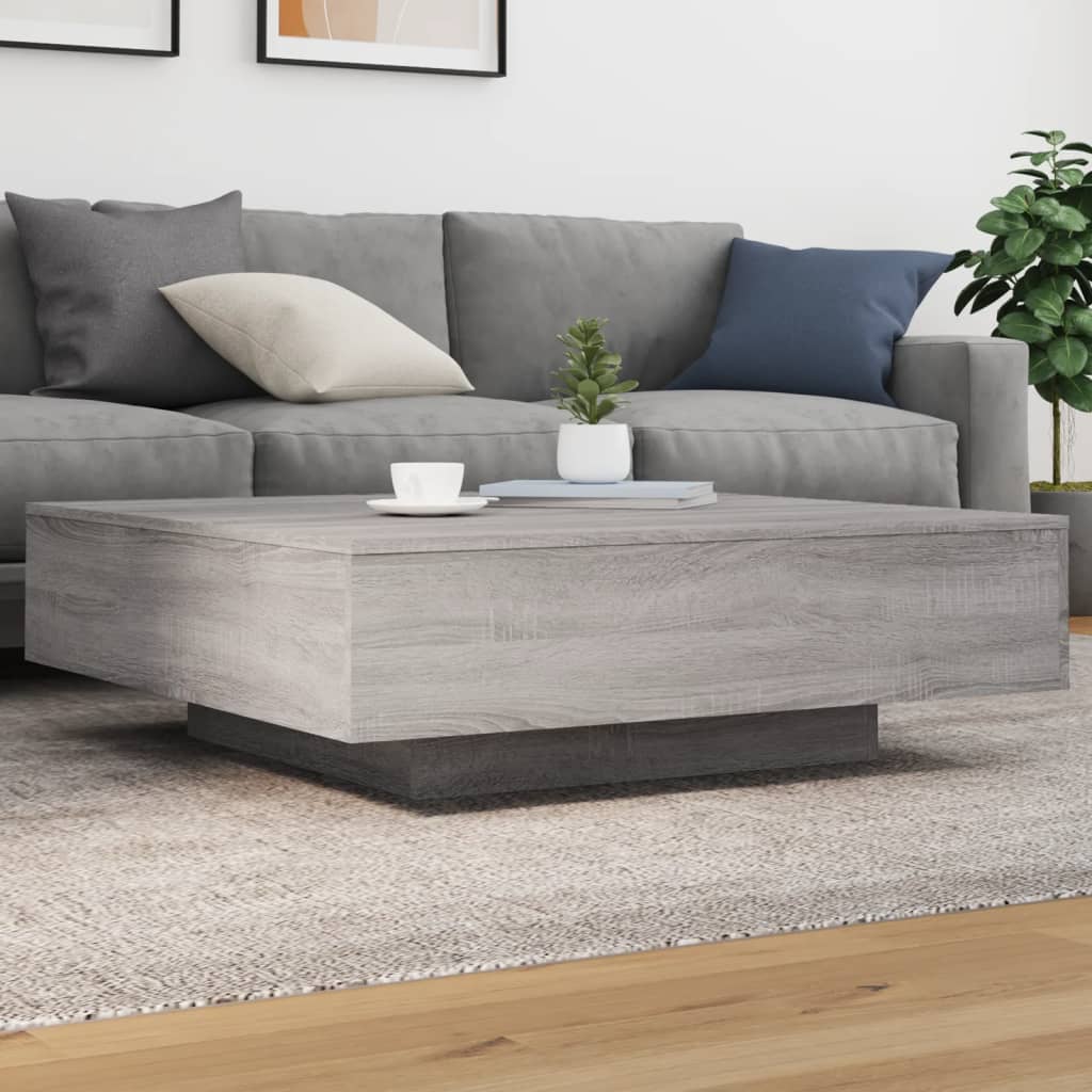 Salontafel met LED-verlichting 100x100x31 cm grijs sonoma eiken is nu te koop bij PeponiXL, paradijselijk wonen!