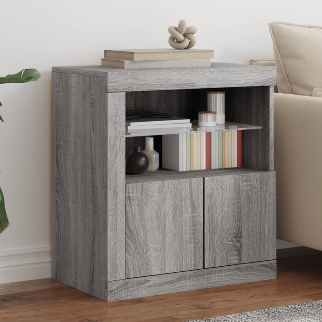 Dressoir met LED-verlichting 60,5x37x67 cm grijs sonoma eiken is nu te koop bij PeponiXL, paradijselijk wonen!