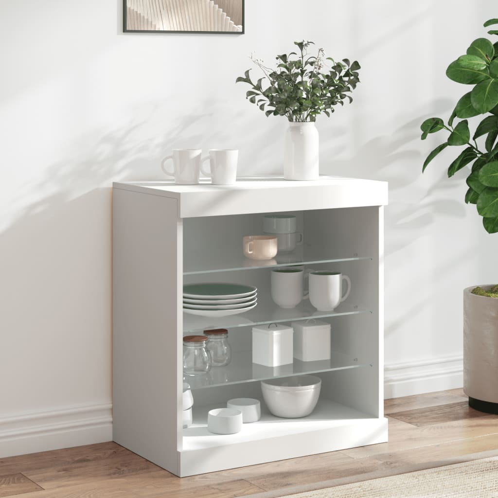 Dressoir met LED-verlichting 60,5x37x67 cm wit is nu te koop bij PeponiXL, paradijselijk wonen!