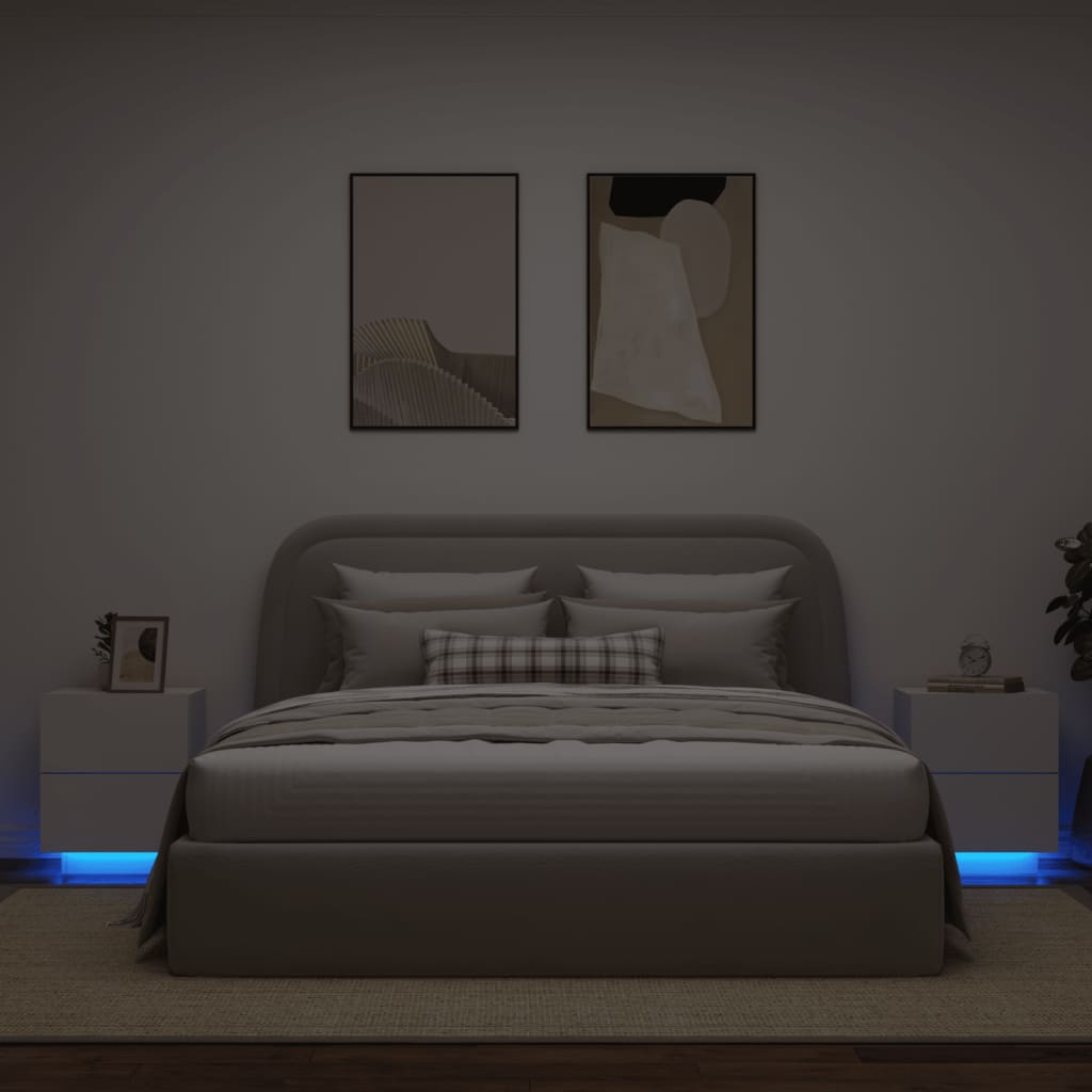 Nachtkastjes met LED-verlichting 2 st bewerkt hout wit is nu te koop bij PeponiXL, paradijselijk wonen!