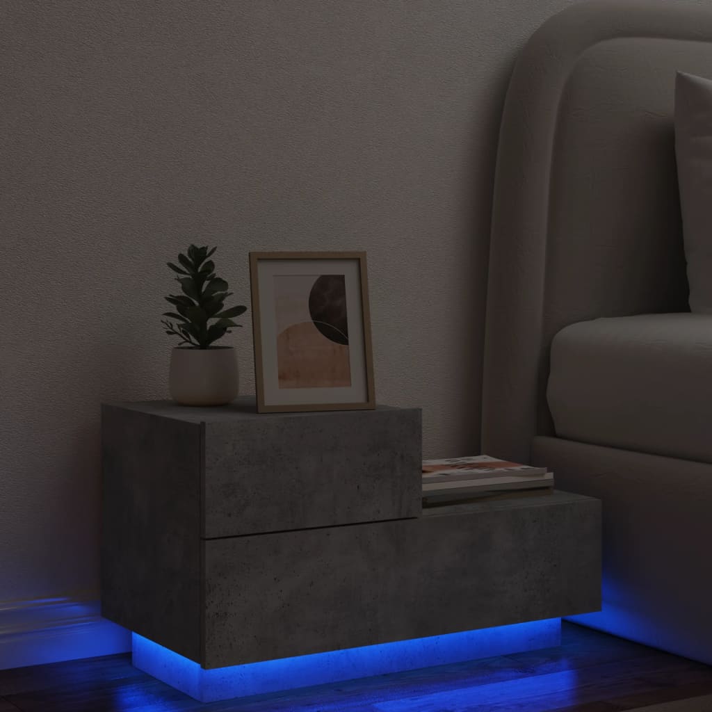 Nachtkastje met LED-verlichting 70x36x40,5 cm betongrijs is nu te koop bij PeponiXL, paradijselijk wonen!