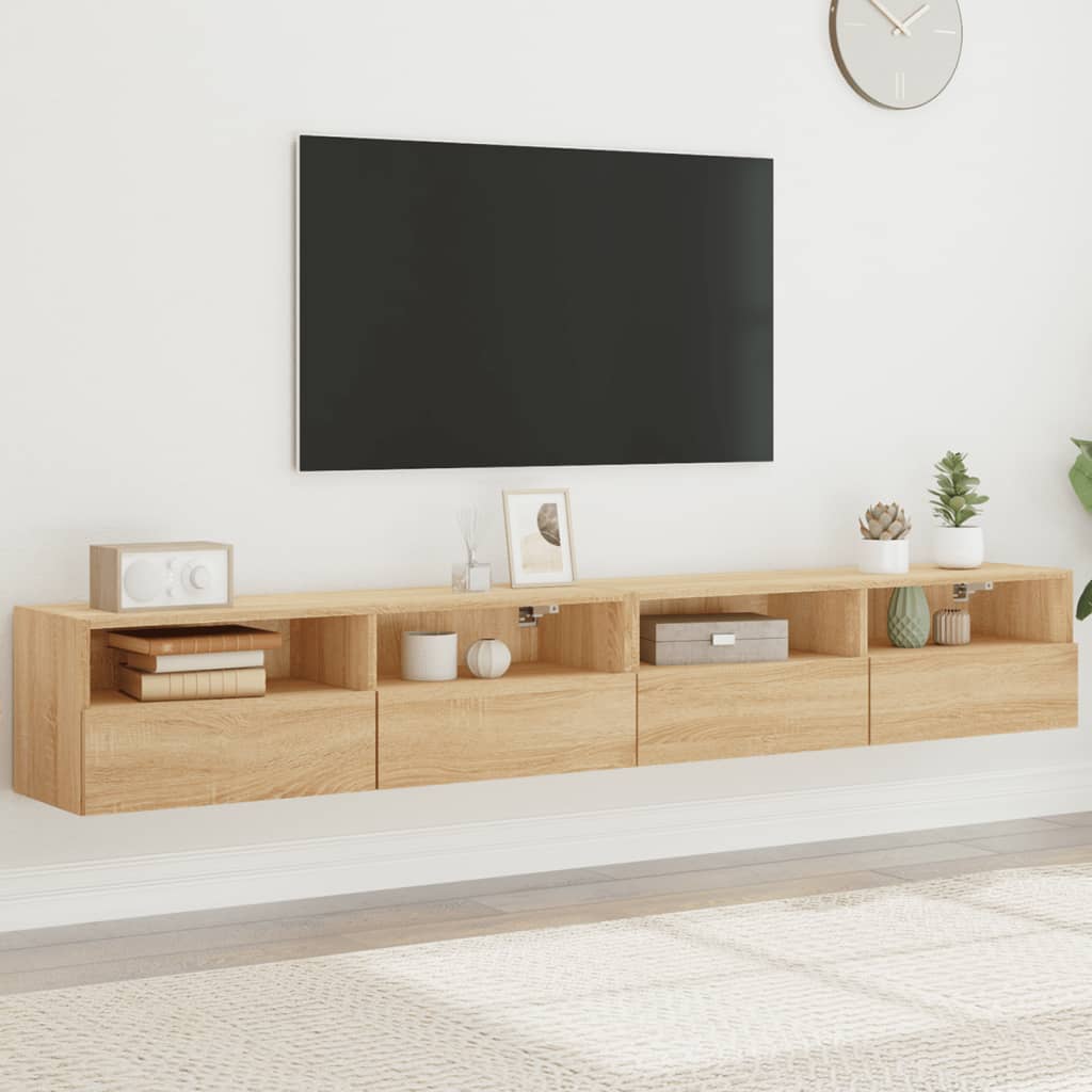 Tv-wandmeubels 2 st 100x30x30 cm hout sonoma eikenkleurig is nu te koop bij PeponiXL, paradijselijk wonen!