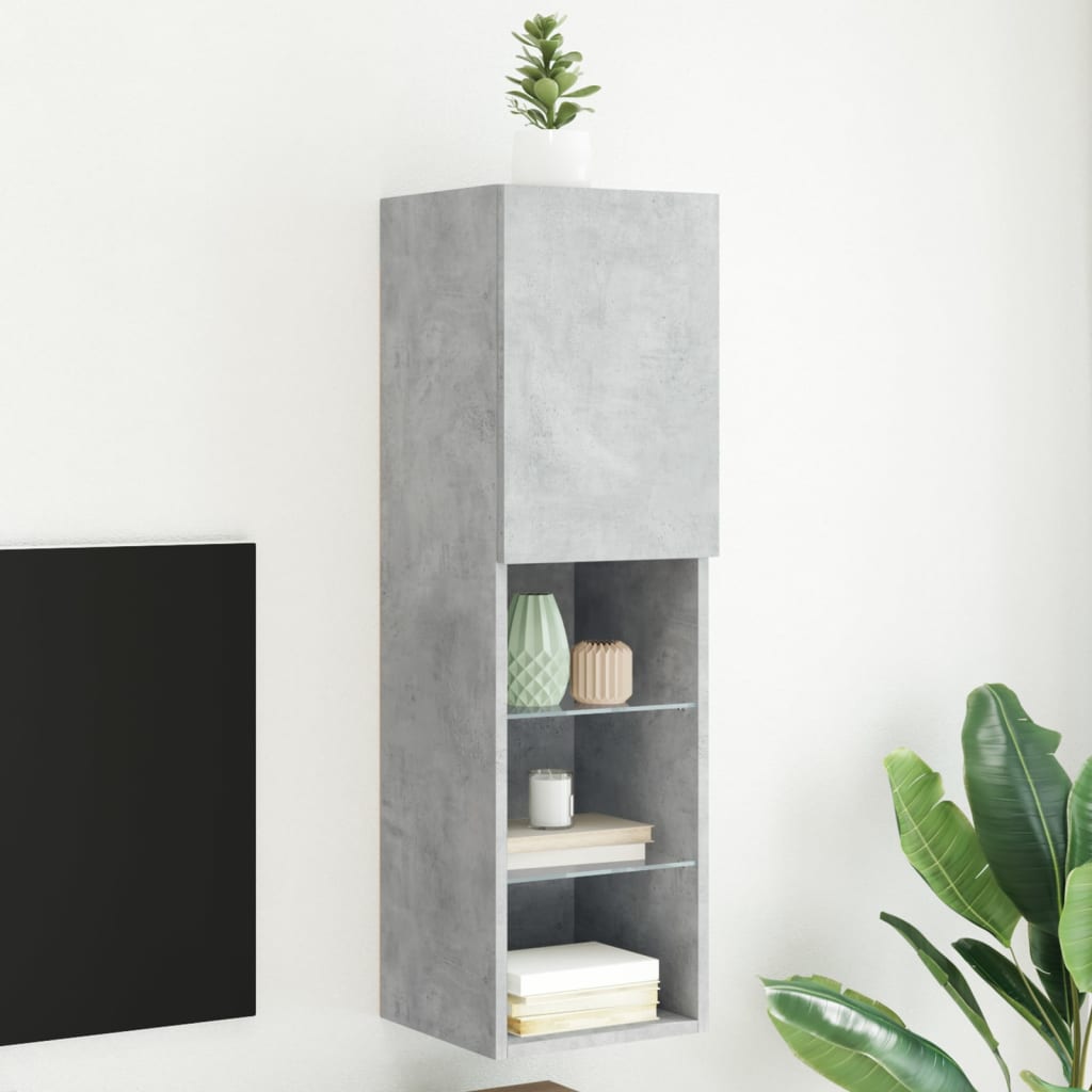 Tv-meubel met LED-verlichting 30,5x30x102 cm betongrijs is nu te koop bij PeponiXL, paradijselijk wonen!