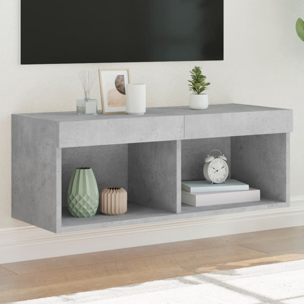 Tv-meubel met LED-verlichting 80x30x30 cm betongrijs is nu te koop bij PeponiXL, paradijselijk wonen!