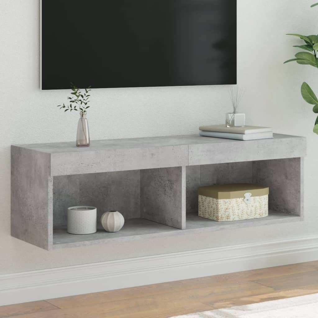 Tv-meubel met LED-verlichting 100x30x30 cm betongrijs is nu te koop bij PeponiXL, paradijselijk wonen!