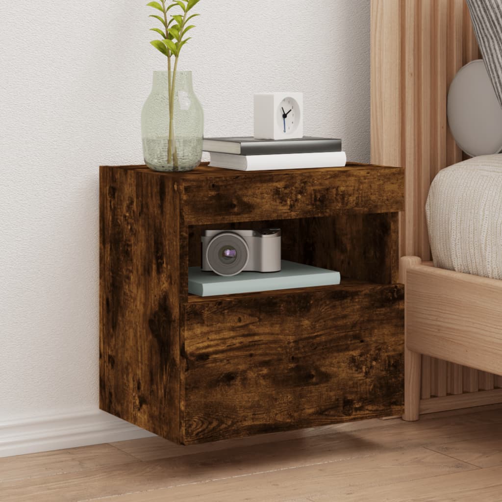 Tv-wandmeubels met LED 2 st 40x30x40 cm gerookt eikenkleurig is nu te koop bij PeponiXL, paradijselijk wonen!
