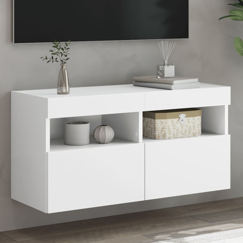 Tv-wandmeubel met LED-verlichting 80x30x40 cm wit is nu te koop bij PeponiXL, paradijselijk wonen!