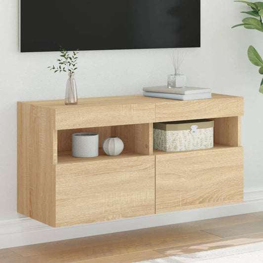 Tv-wandmeubel met LED-verlichting 80x30x40 cm sonoma eikenkleur is nu te koop bij PeponiXL, paradijselijk wonen!