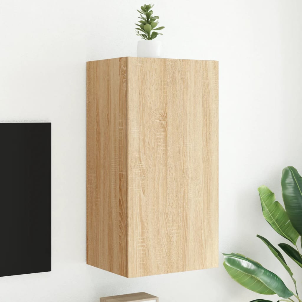Tv-wandmeubel met LED-verlichting 40,5x35x80 cm sonoma eiken is nu te koop bij PeponiXL, paradijselijk wonen!